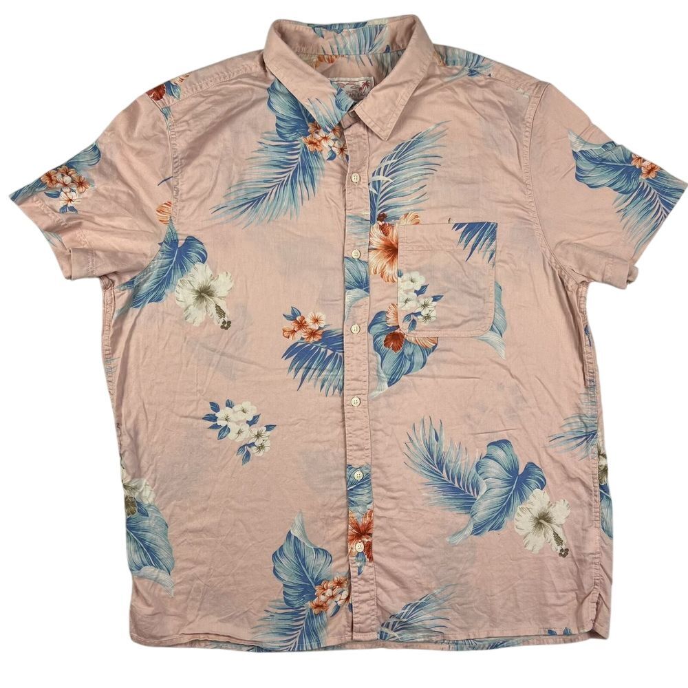 American Eagle Shirt Mens XXL Casual Short Sleeve Floral Pattern 100% Cotton Vtg